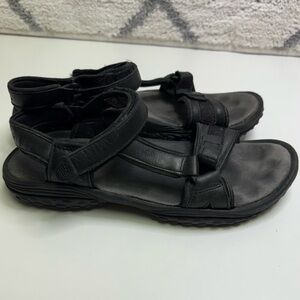 Teva Womens 10 Terri Fi Lite Black Leather Strap On Sandals Classic Adjustable